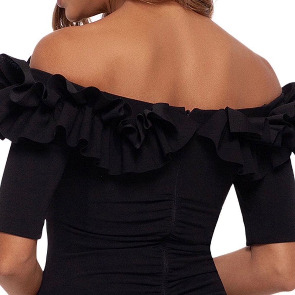 Xscape Black Off-Shoulder Ruffle Maxi Dress - Picture 5 of 8
